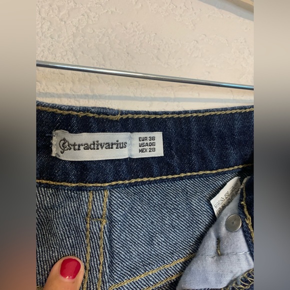 Stradivarius Women Sz 6 Denim Shorts American USA Flag Cuffed HOT Pants - Picture 7 of 9